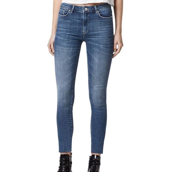 All Saints Miller Frayed Hem Distressed Skinny Jeans Sz S (US 6) - Picture 1 of 8